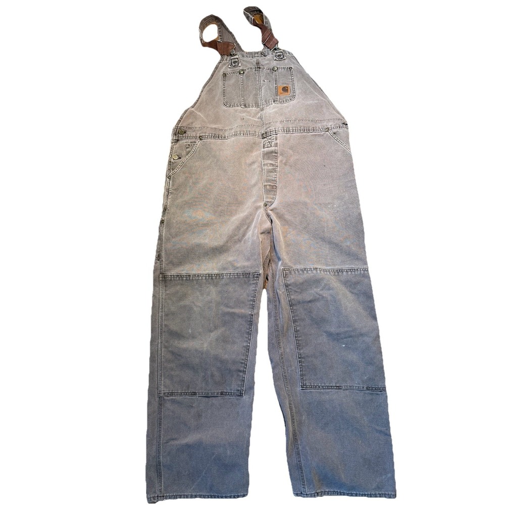 Vtg Carhartt Double Knee Overalls 46x32 Brown R06 CHT Carpenter Union USA